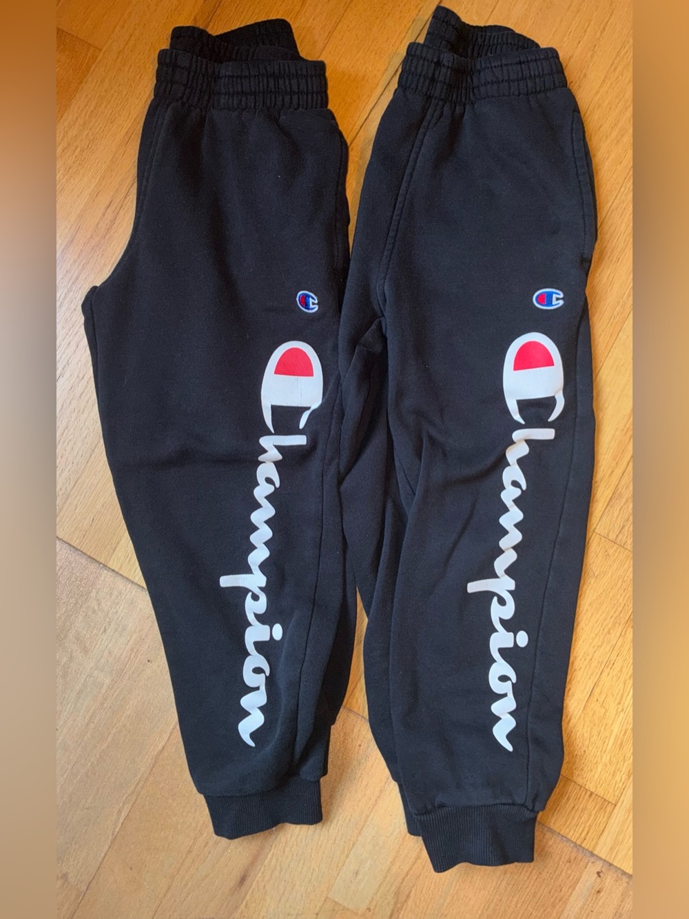 Champion Black Joggers with White Script and Red Accent